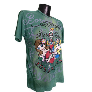 Ed Hardy By Christian Audigier Born Free Heart Pinup Girls Los Angeles T Shirt